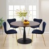 Harold+Flavia 5-Piece Walnut Foil  Round Top Pedestal Dining Table Set with 4 Upholstered Chairs -Maison Boucle - 2 of 4