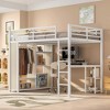ORRD Queen Size Loft Bed Frame with Built-in Wardrobe, Metal Loft Bed with Desk and Storage Shelves, White Wood-grain - 2 of 4