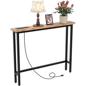 VINGLI 79" Console Table with Charging Station, 5.9" Narrow Sofa Table, for Living Room, Hallway - 1 of 4