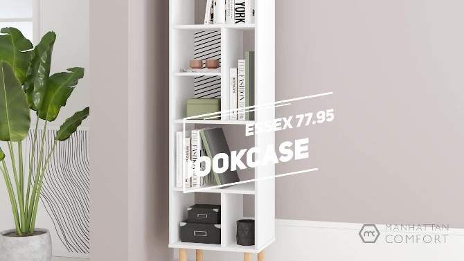 77.95&#34; Essex 10 Shelf Bookcase White/Zebra - Manhattan Comfort, 2 of 6, play video