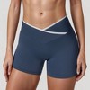 Anna-Kaci Active Women's High Waist Crossover Athletic Shorts with Stretch Fabric and Flattering V Front Waistband - 4 of 4