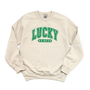 Simply Sage Market Women's Graphic Sweatshirt Lucky Vibes Distressed - 1 of 3