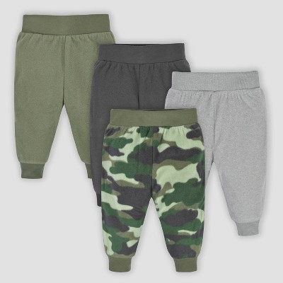 Image of Gerber Baby Boys' 4pk Active Pants - Green/Gray 3-6M