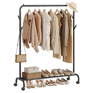 SONGMICS Clothes Rack, Clothing Rack for Hanging Clothes with Wheels, Heavy-Duty Metal Frame, Garment Rack, Clothes Storage and Display - 1 of 4