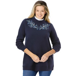 Woman Within Women's Plus Size Layered-Look Sweatshirt - 1 of 4