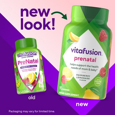 Vitafusion PreNatal Multivitamin Dietary Supplement Gummies - Lemon & Raspberry Lemonade - 90ct, 3 of 11