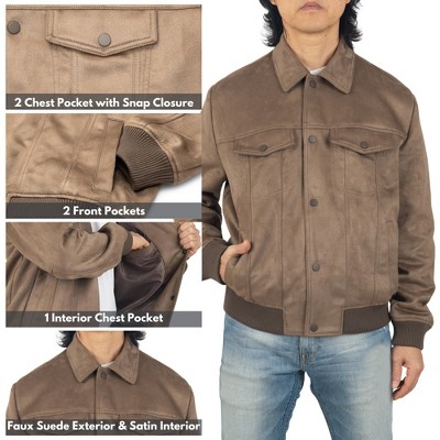 Alpine Swiss Men's Blake Vegan Suede Bomber Jacket – Lightweight Slim Fit Casual Softshell Coat with 5 Pockets ERTH ST L — фото 3