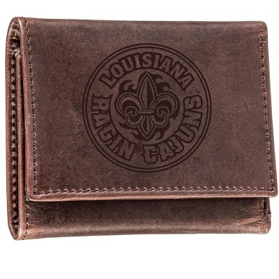 Evergreen NCAA Louisiana Ragin' Cajuns Brown Leather Trifold Wallet Officially Licensed with Gift Box