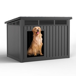SEVOBAL Pet Crates and Houses Dog House Easy Assembly Open Roof Cleaning Weatherproof Spacious for Indoor and Outdoor, Black, 42.87"*32.95"*31.61" - 1 of 4