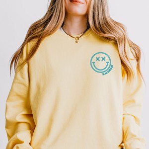 Simply Sage Market S.W.Smiley Embroidered Simple Wink Bold Lightweight Garment Dyed Sweatshirt - 1 of 3