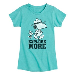 Girls' - Peanuts - Explore More Art Fitted Short Sleeve Graphic T-Shirt - 1 of 4