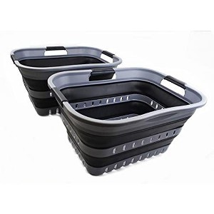 SAMMART Set of 2-30L (8 gallon) Collapsible Plastic Laundry Basket - 1 of 4