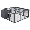 Rabbit Hutch Bunny Cage with Waterproof Roof,Indoor Outdoor Small Animal House with Run and Ventilated Doors–LAOTIES - 3 of 4