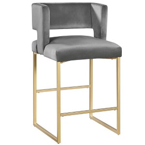 Best Master Furniture,Lynx Black Velvet Bar Stools (Set of 2) - 1 of 3