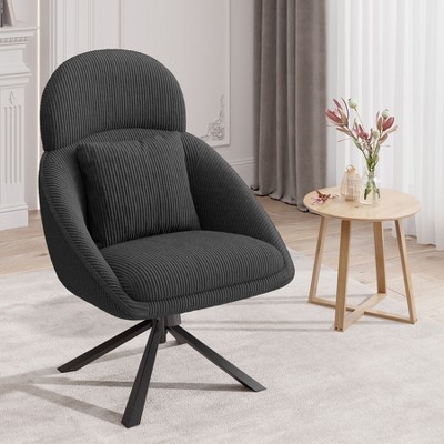 360° Swivel Accent Chair with Adjustable Rocking Function, Corduroy Upholstery & Metal Frame(Dark Grey)