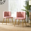 Set of 2 Barbara Velvet Vanity Stool For Makeup Room, Moden Accent Side Chairs For Living Room With Golden Metal Legs| ARTFUL LIVING DESIGN-PINK - 3 of 4