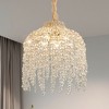 16 Inch 5-Light Crystal Pendant Light Chandelier Crystal Bead Strings and Gold Finish for Living Room, Bedroom, or Dining Area (Bulb Not Included) - 3 of 4