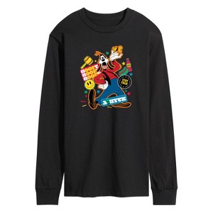 Men's - Disney - Goofy Sticker Look Long Sleeve Graphic T-Shirt - 1 of 4