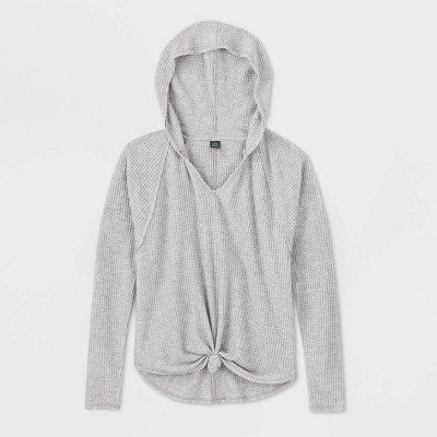 women's waffle knit hoodie