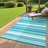 Reversible Outdoor Patio Rug - Waterproof Plastic Straw Mat, Striped Camping Rug for Front Porch, Deck, Backyard, RV, Picnic, Beach - 2 of 4
