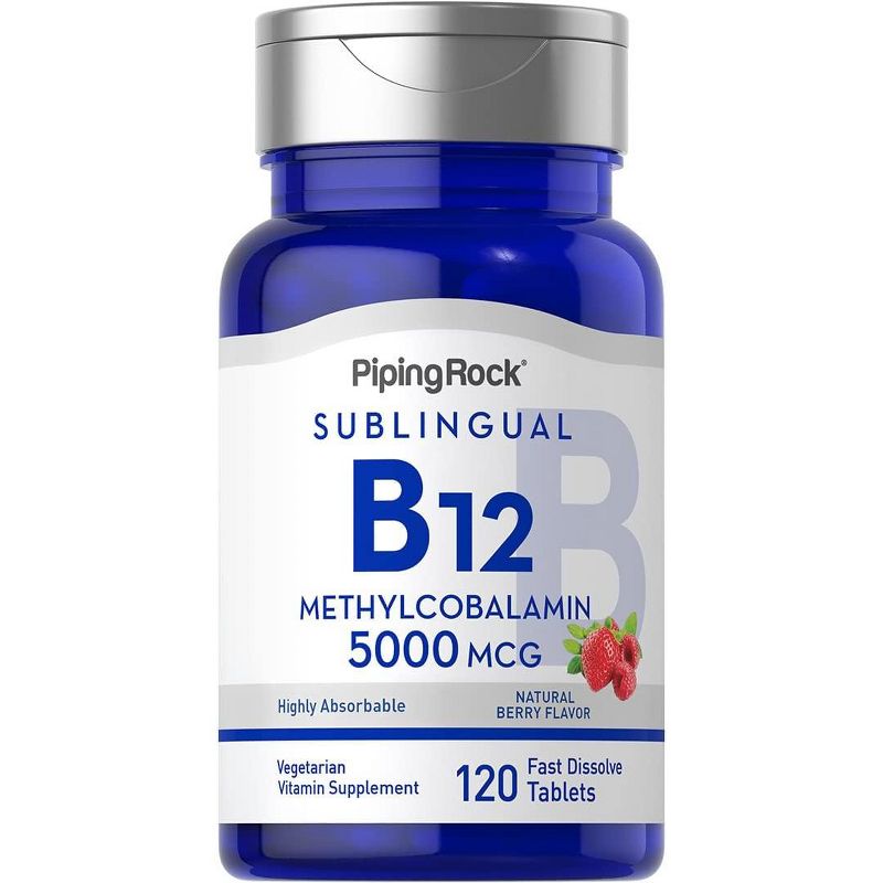 Piping Rock Sublingual Vitamin B12 Methylcobalamin | 5000 mcg | 120 Tablets, 1 of 2
