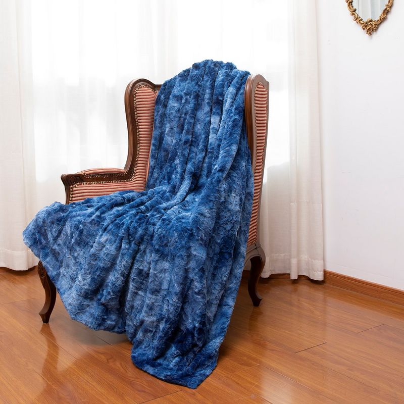 Cheer Collection Ultra Soft Faux Fur Throw Blanket - Blue, 2 of 10