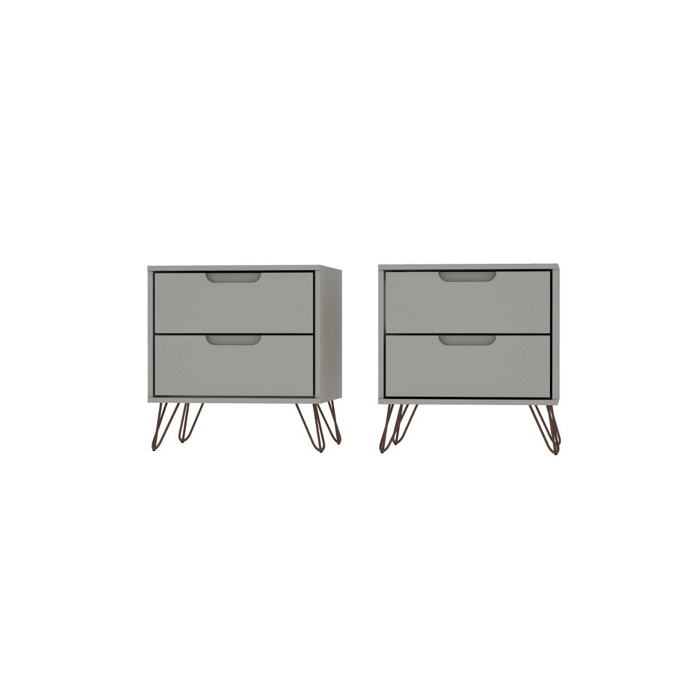 Photos - Storage Сabinet Set of 2 Rockefeller 2 Drawer Nightstands Off White - Manhattan Comfort