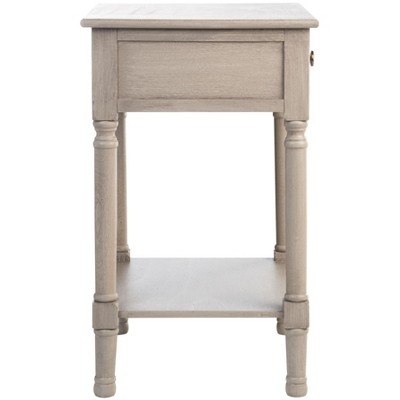 Josie Greige Wood and Metal 1-Drawer Accent Table