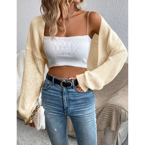 Women's Lightweight Shrug Sweater for Dresses & Tops Long Sleeve Open Front Knit Crop Bolero Cardigan - 1 of 4