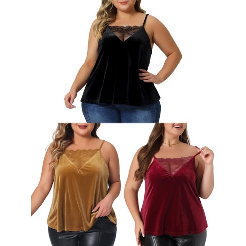 Agnes Orinda Women's Plus Size Adjustable Strap Lace V Neck Casual ...