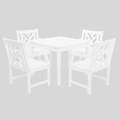 Bradley 5pc Wood Outdoor Patio Stacking Dining Set - White - Vifah