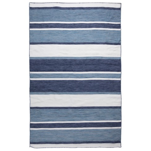 Liora Manne Sorrento Boat Stripe Indoor Outdoor Rug Navy 5' X 7'6