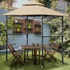Costway 8' x 5' Outdoor Patio Barbecue Grill Gazebo w/ LED Lights 2-Tier Canopy Top Tan - 4 of 4