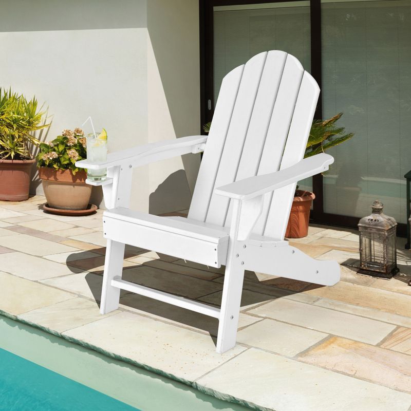 Tangkula Adirondack Chair Outdoor with Cup Holde Weather Resistant Lounger Chair for Backyard Garden Patio and Deck Black/Grey/Turquoise/White, 2 of 9