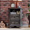 SinCiDo Nightstand with Charging Station & 2 Drawers, Farmhouse End Table, Wood Side Table for Bedroom, Living Room - 2 of 4