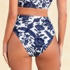 Women's Blue&White Floral Print High-Waisted Bikini Bottoms - Cupshe - 2 of 4