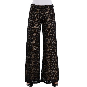 24seven Comfort Elevate Womens Lace Elastic Waist Wide Leg Pants