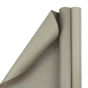 JAM PAPER Gray Matte Gift Wrapping Paper Rolls - 2 packs of 25 Sq. Ft. - 1 of 4