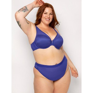 Curvy Couture Women's Sheer Mesh High Cut Thong - 1 of 2