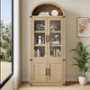 Arched Bookcase with Doors, 6-Tier Modern Farmhouse Wooden Storage Cabinet with Glass Doors, Living Room Kitchen Office Tall Bookshelf - 4 of 4
