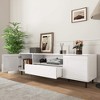ORRD High Gloss Panel Modern TV Console, Entertainment Center with Storage Shelves for Living Room & Bedroom, Cloud White, 63x15.74x19.68 inches - 3 of 4