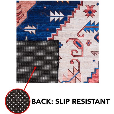 Tucson 6' x 9' Blue and Rust Synthetic Area Rug