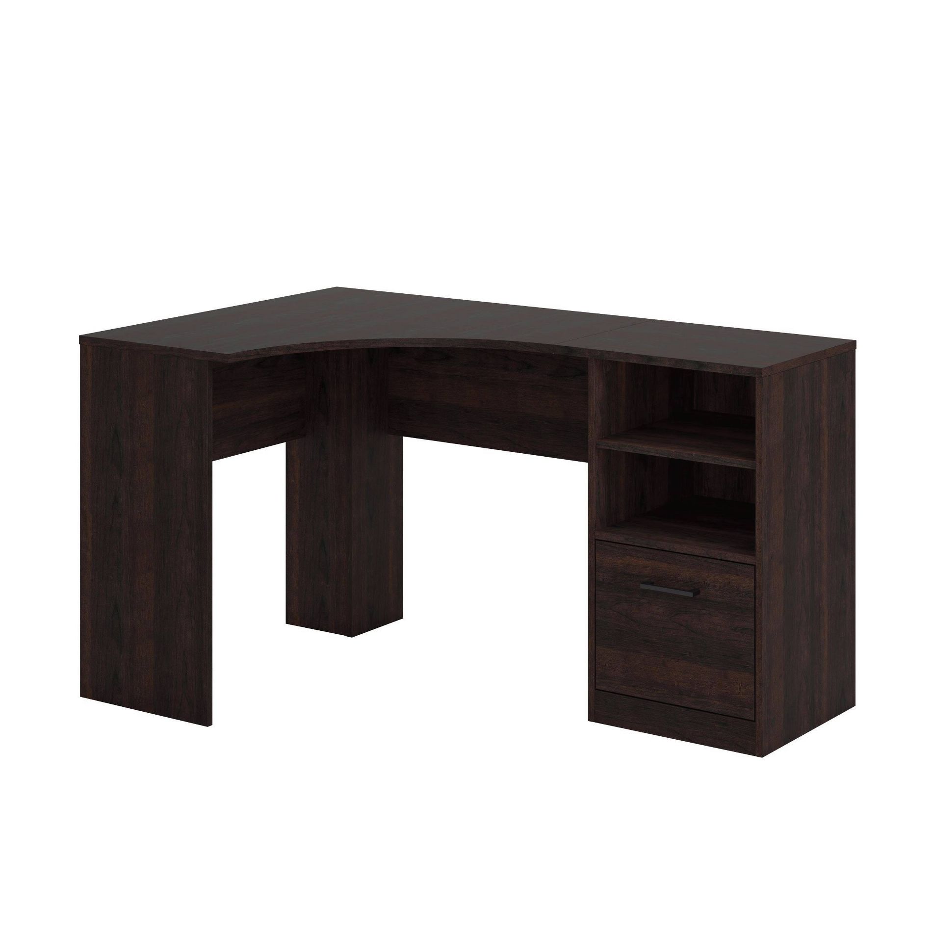 Sauder Beginnings Corner Desk with drawers Cinnamon Cherry: Home Office, Adjustable Shelf, MDF Construction