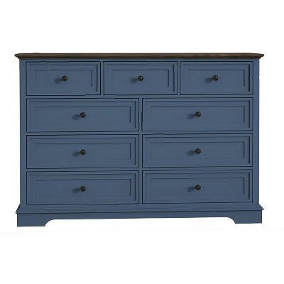 Cabinet Dresser Chest With 9 Drawers, Chest Of Drawers, Bedroom Dresser Blue