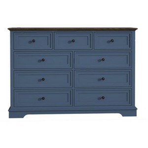 Cabinet Dresser Chest With 9 Drawers, Chest Of Drawers, Bedroom Dresser Blue - 1 of 4