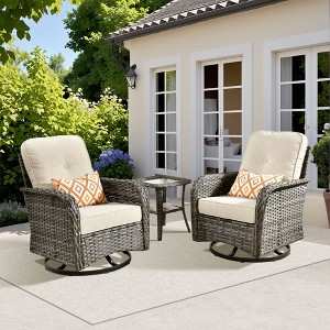 XIZZI Outdoor Patio Swivel Chair Conversation Set, 3/5/7/8 Piece Sofa Sets w/ Side Table, 360° Swivel Seats & Optional Coffee Table/Loveseat - 1 of 4