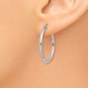 Black Bow Jewelry 2mm, 14k White Gold Classic Round Hoop Earrings, 25mm (1 Inch) - 3 of 4