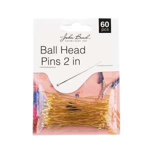 John Bead Must Have Findings Metal Gold 2" Ball Head Pins for Jewelry Making Findings, 60 Pieces - 1 of 4
