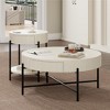 Garvee Coffee Table with Drawers Round Center Table Wood Look Circle Coffee Table Farmhouse Cocktail Table Metal Frame Living Room - 4 of 4