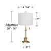 360 Lighting Westbury 36" Tall Skinny Large Traditional End Table Lamp Swing Arm Gold Antique Brass Finish Single White Pleated Shade Living Room - 4 of 4